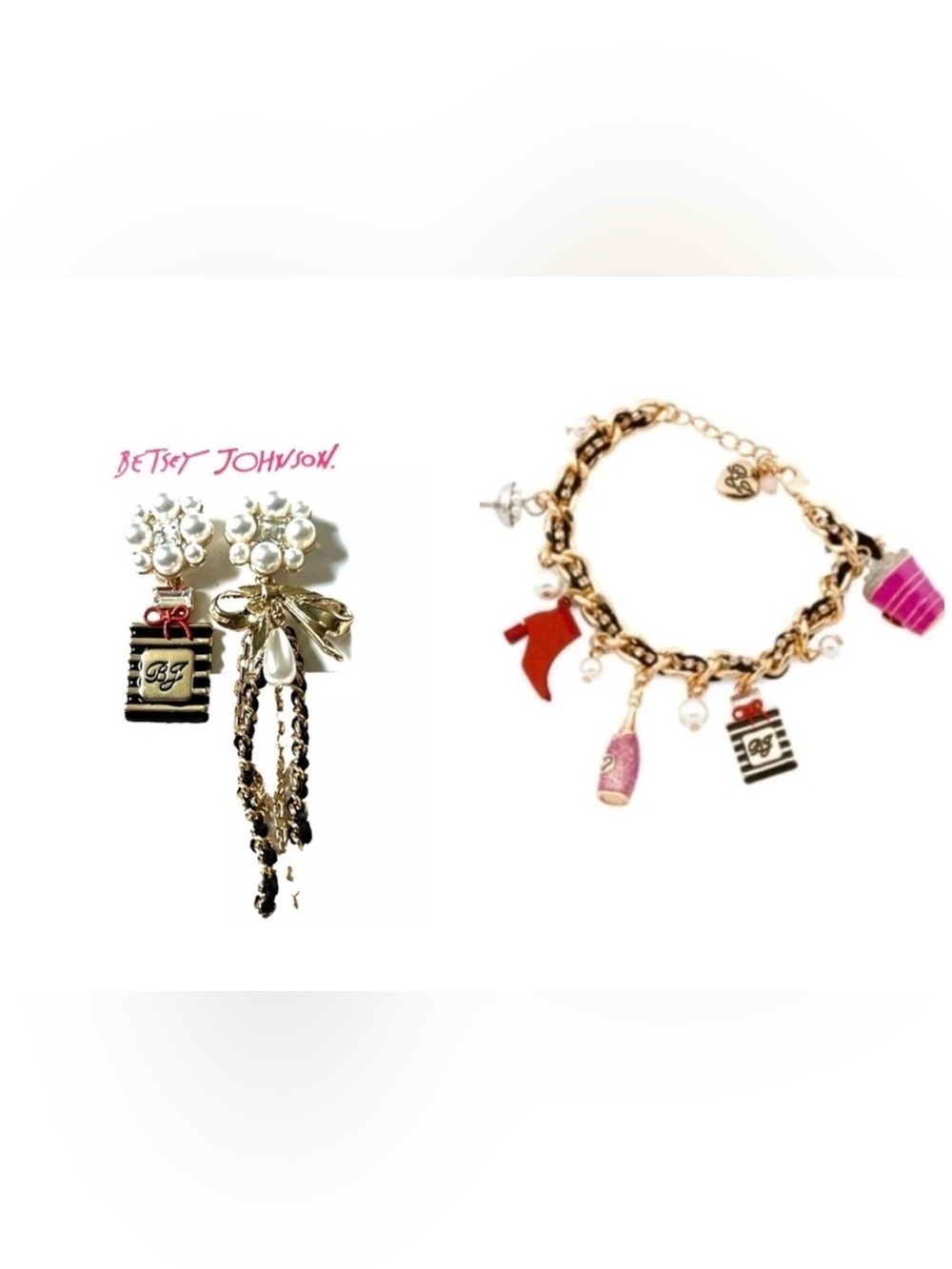 BETSEY JOHNSON SET ‘Going All Out’ Mismatched Sparkle Bracelet & Earrings NWT